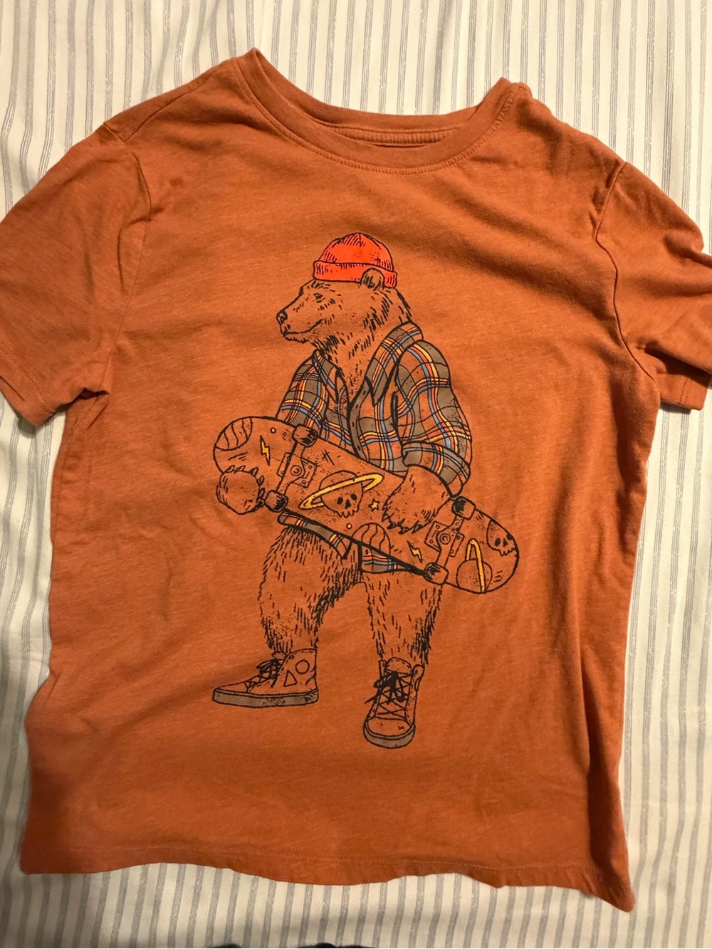 2 for$6✨Cat & Jack Orange Graphic Bear Skate Tee, Size L (Age 10/12)